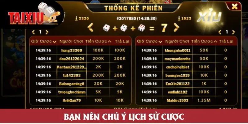 Bạn nên chú ý lịch sử cược