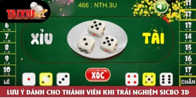 Lưu ý dành cho thành viên khi trải nghiệm Sicbo 3D