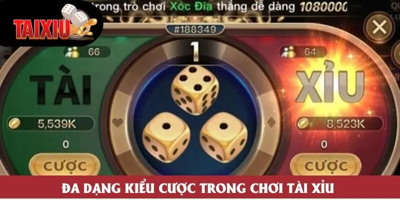 Đa dạng kiểu cược trong chơi tài xỉu 